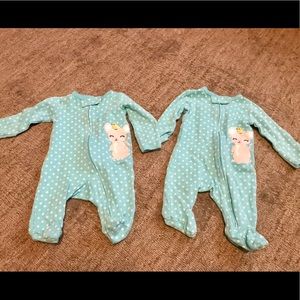 Twin baby girl jammies NB